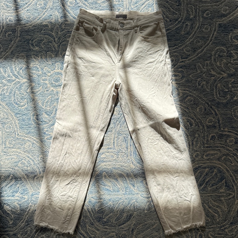 DL1961 Women's Patti Straight Leg High Rise Ankle Jeans in Cream (Size 27)